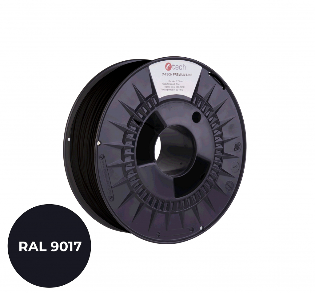C-TECH Filament  PREMIUM LINE TPU 90A flexibilní dopravní černá RAL9017