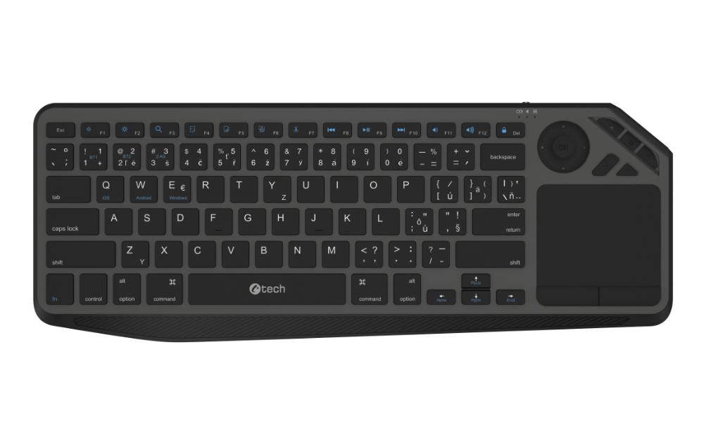 C-TECH Klávesnice WLTK-02, Bezdrátová, Touchpad, černá