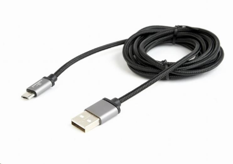 GEMBIRD Kabel USB A Male/Micro B Male 2.0, 1,8m, opletený, černý, blister