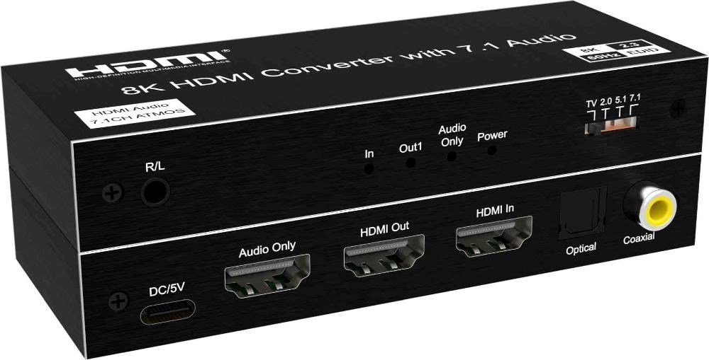 PremiumCord Audio Extractor HDR, 8K@60Hz,výstupy: stereo jack, SPDIF, RCA, HDMI