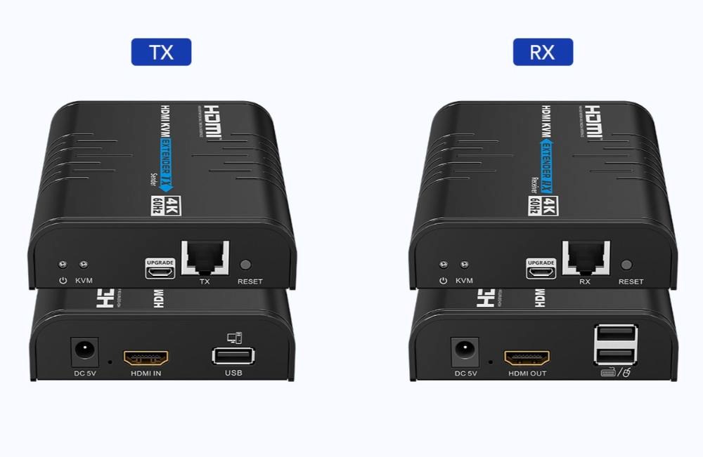 PREMIUMCORD HDMI extender na 120m přes LAN, 4K@60Hz, přes IP, černá
