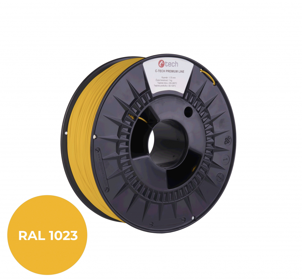 C-TECH Filament  PREMIUM LINE TPU 90A flexibilní dopravní žlutá RAL1023