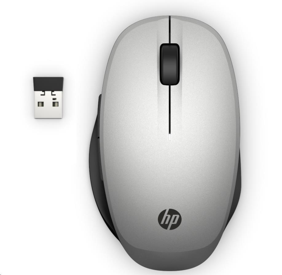 HP Dual Mode Silver Mouse 300 - bluetooth myš, připojení ke dvou PC zároveň