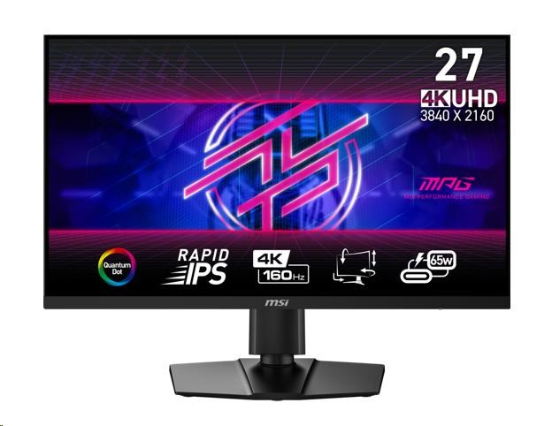 MSI LCD MPG 274URF QD, 27", 3840x2160, Rapid IPS, 160Hz, 0,5ms, VESA 75x75, Black