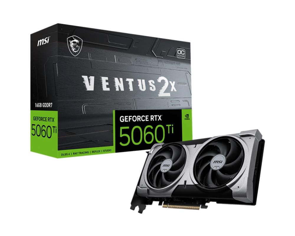 MSI VGA NVIDIA GeForce RTX 5060 Ti 16G VENTUS 2X OC PLUS, RTX 5060 Ti, 16GB GDDR7, 3xDP, 1xHDMI