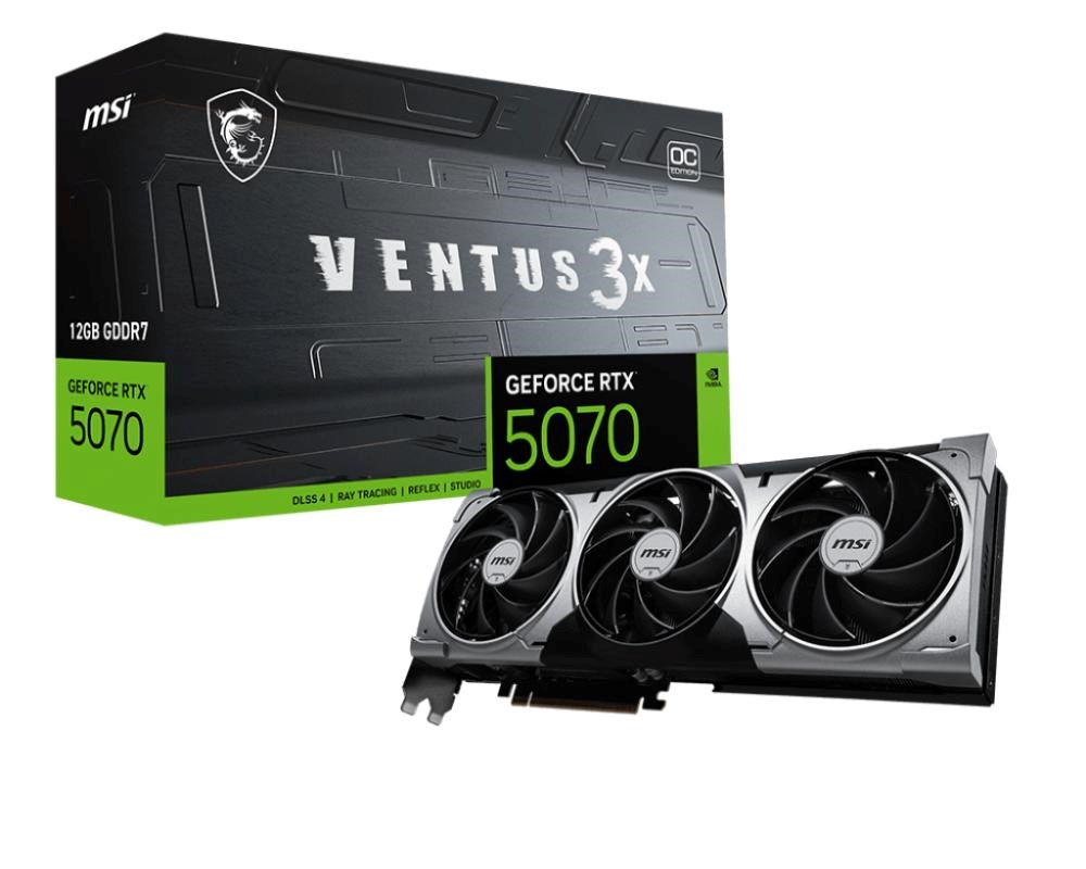 MSI VGA NVIDIA GeForce RTX 5070 12G VENTUS 3X OC, 12G GDDR7, 3xDP, 1xHDMI