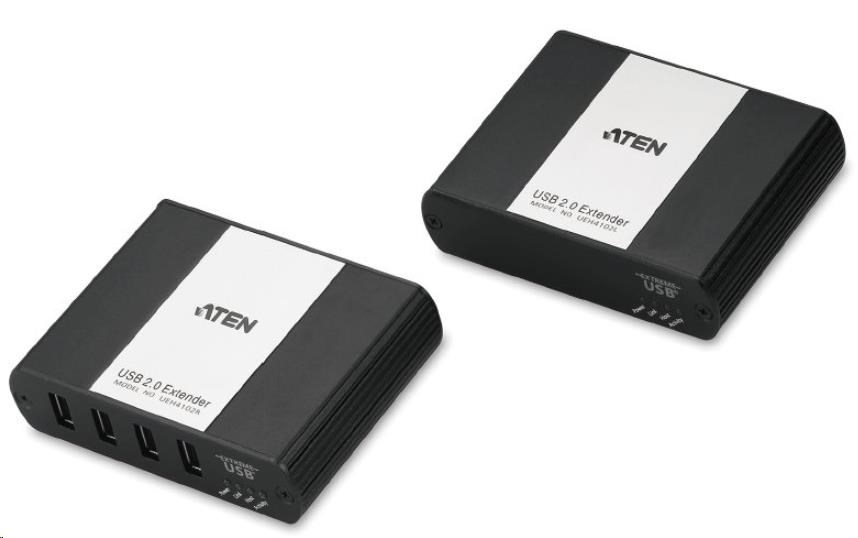 ATEN USB 2.0 prodlužka s 4portovým hubem do 100m po LAN IP