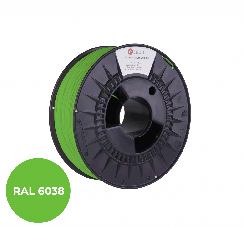 C-TECH Filament  PREMIUM LINE TPU 90A flexibilní luminiscenční zelená RAL6038