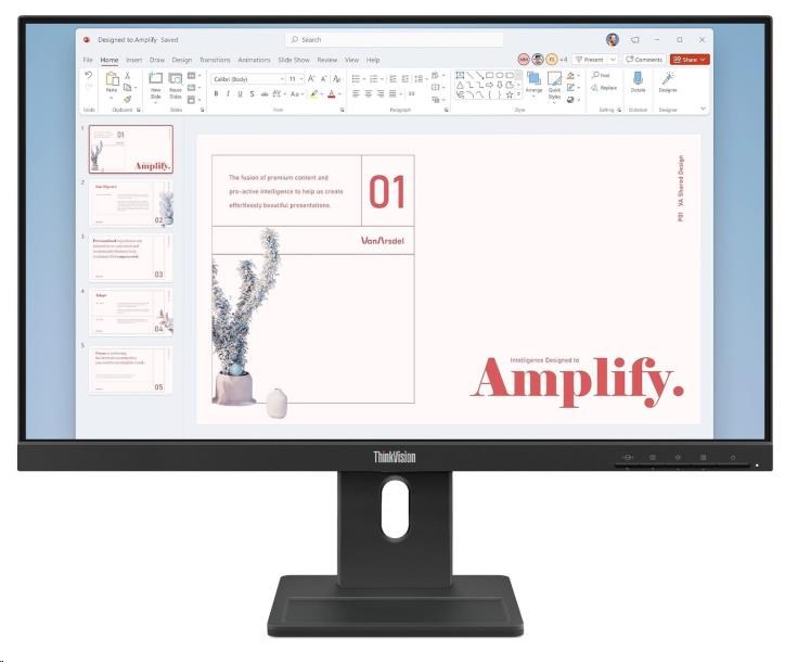 LENOVO LCD E24-40 - 23.8",IPS,16:9,1920x1080,100Hz,250cd/m2,1300:1,4ms(GtG),VGA,DP,HDMI,USB Hub,RJ45,Pivot