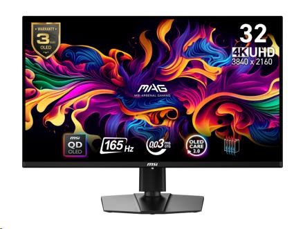 MSI LCD MAG 321UP QD-OLED, 31.5", 3840x2160, QD-OLED, 0,03ms, VESA 100x100, Black