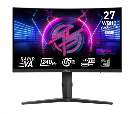 MSI LCD MPG 275CQRXF, 27", 2560x1440, Rapid VA, 240Hz, 0,5ms, VESA 75x75, Black