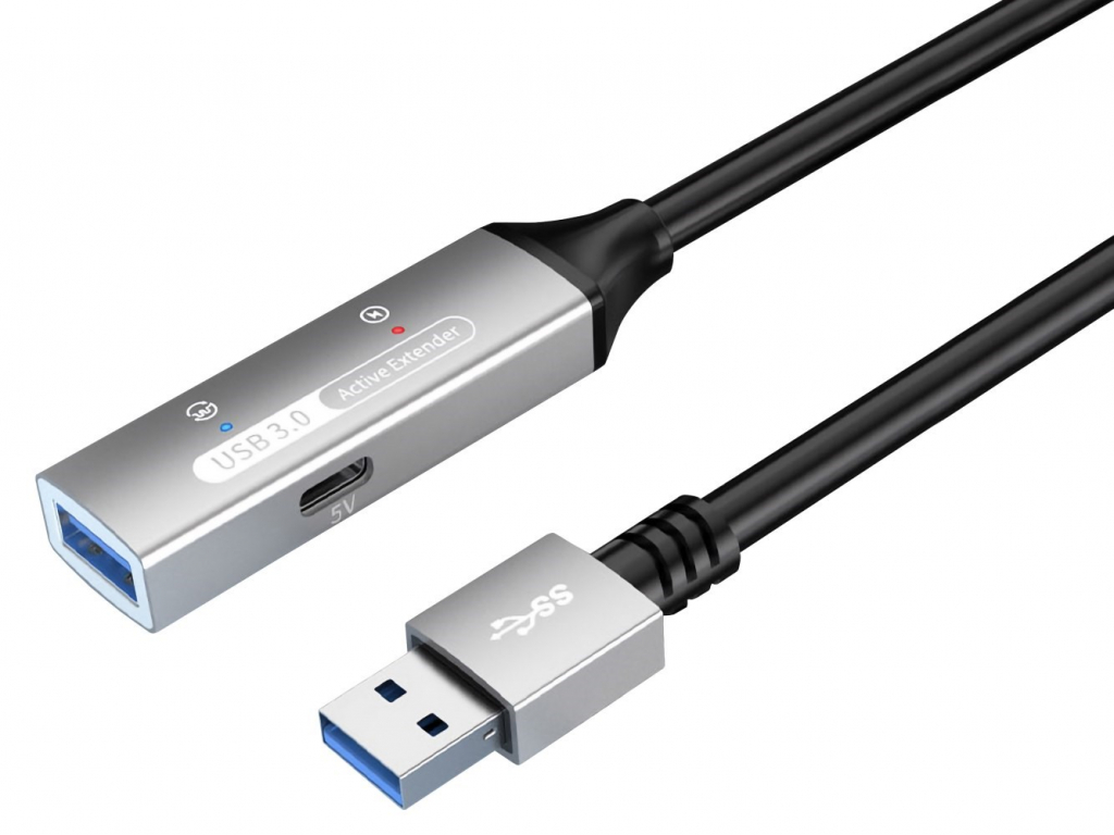 PremiumCord USB 3.2. repeater a prodlužovací kabel Male-Female, 5Gbps Aluminium 10m