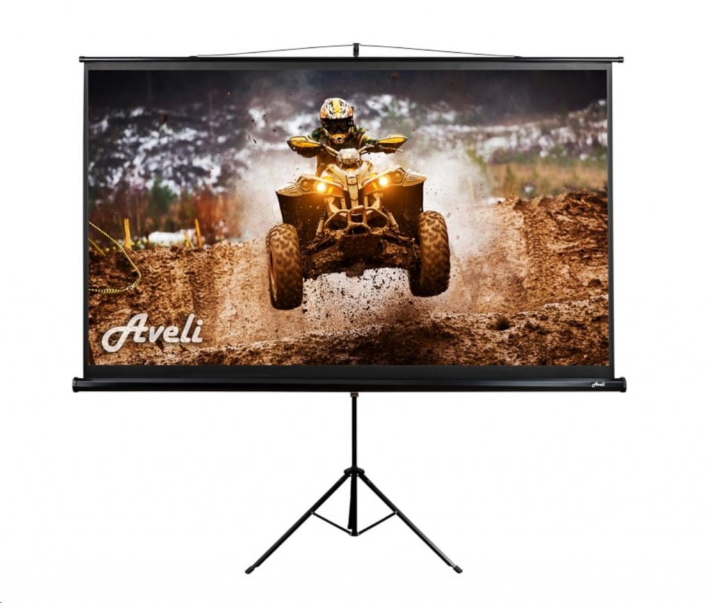 Projekční plátno AVELI stativ, 265x149cm (16:9) 120", černý tubus