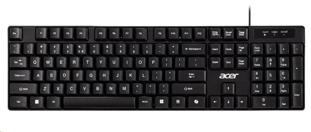 ACER drátová klávesnice AKW100,USB 2.0,5 mil. úhozů,voděodolná,Black