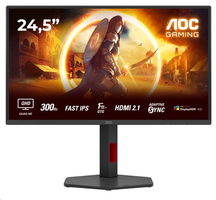 AOC MT 24,5" Q25G4SR - 2560x1440,IPS,300Hz,2xHDMI,1xDP,Repro,Pivot