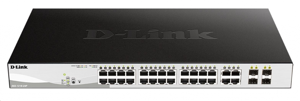 D-Link DGS-1210-24P 28-port Smart PoE Switch, 24x GbE PoE+, 4x RJ45/SFP, PoE 193W