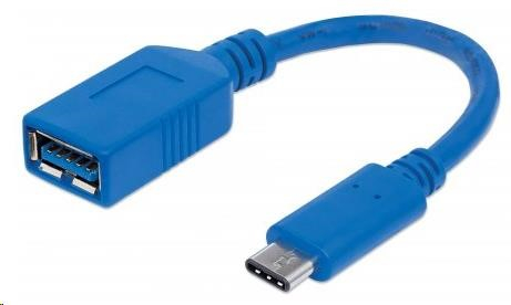 MANHATTAN Kabel USB 2.0 A - USB 3.1 C (F/M), modrý